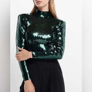 Emerald Green Sequin Bodysuit. Women’s Small. Express. Worn once. Sparkly! Cute!